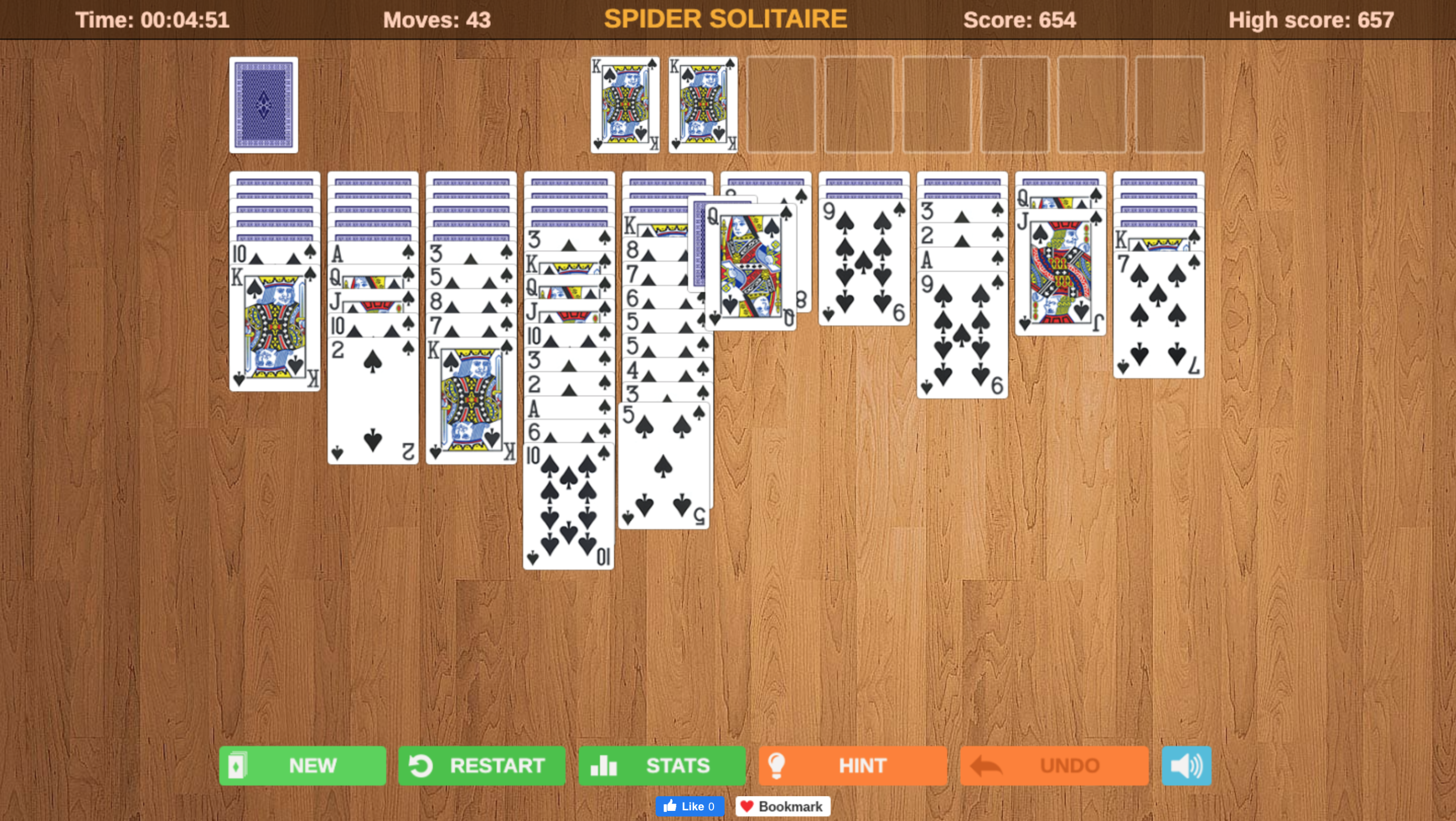 Dealing new cards in Spider Solitaire